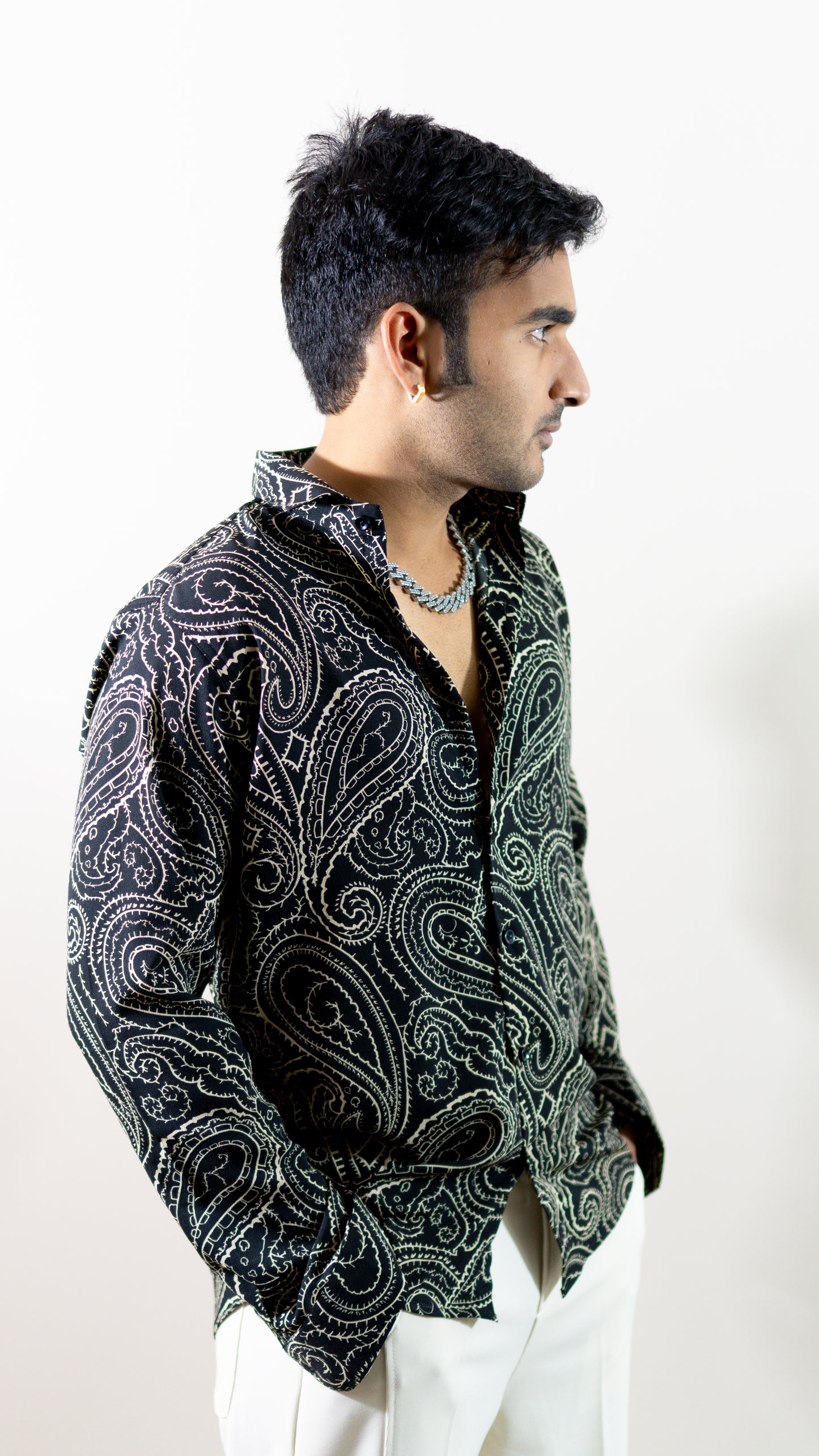 Paisley Printed Black Shirt
