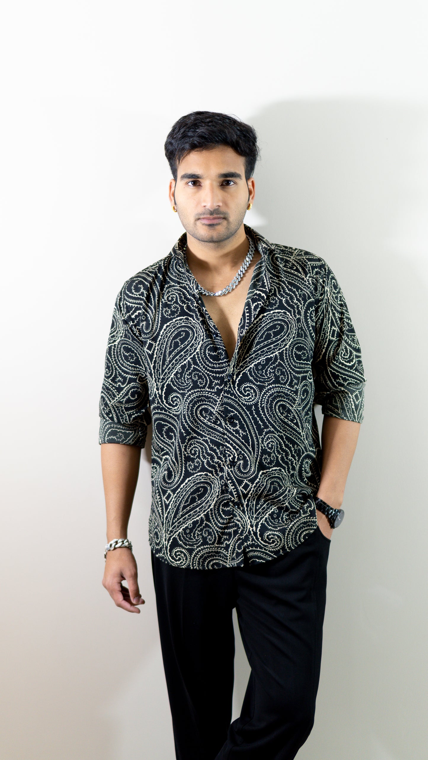 Paisley Printed Black Shirt