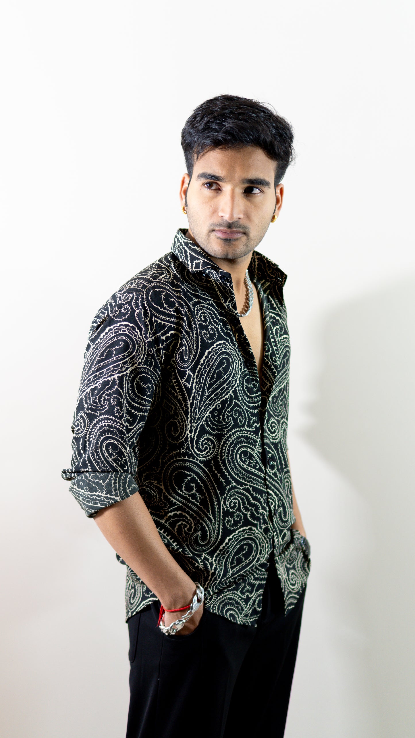 Paisley Printed Black Shirt